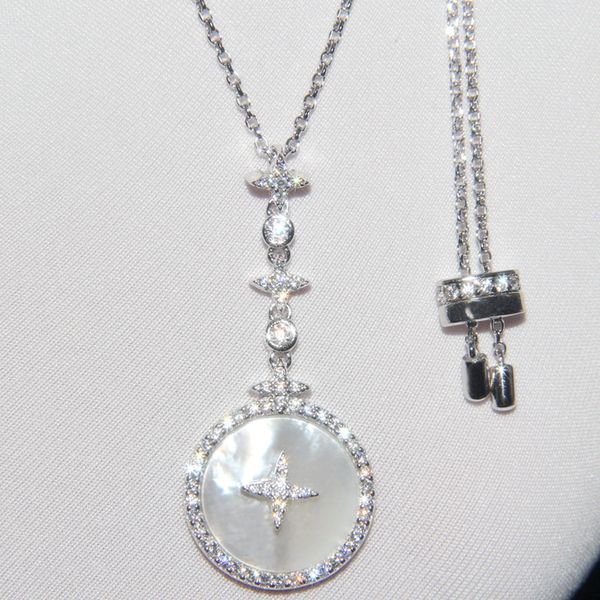 a family s925 sterling silver necklace female diamond inlaid fritillaria star clavicle chain short temperament fashion jewelry
a family s925 sterling silver necklace female diamond inlaid fritillaria star clavicle chain short temperament fashion jewelry