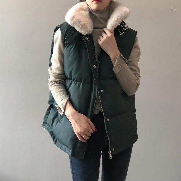 cotton vest 2020 winter new korean women's fur collar loose down cotton waistcoat vest jacket female 59011, Black
cotton vest 2020 winter new korean women's fur collar loose down cotton waistcoat vest jacket female 59011, Black