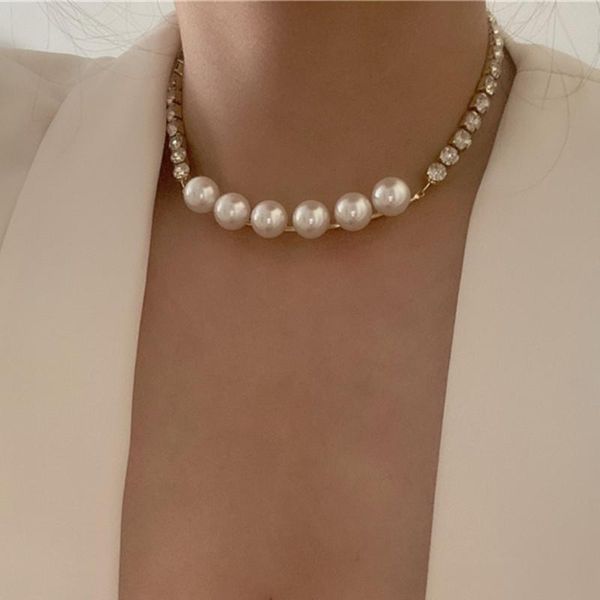 aomu korean retro new crystal round pearl splicing asymmetry necklace for female jewelry gifts wedding party, Golden;silver
aomu korean retro new crystal round pearl splicing asymmetry necklace for female jewelry gifts wedding party, Golden;silver