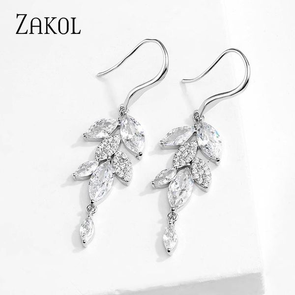 zakol fashion ladies branch clear cubic zirconia long dangle earrings luxury for women leaf hook ear party wedding jewelry, Silver
zakol fashion ladies branch clear cubic zirconia long dangle earrings luxury for women leaf hook ear party wedding jewelry, Silver