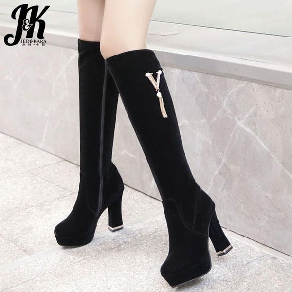boots jk platform women metal high heels thick boot ladies round toe flock party shoes female knee winter 2021 1, Black
boots jk platform women metal high heels thick boot ladies round toe flock party shoes female knee winter 2021 1, Black