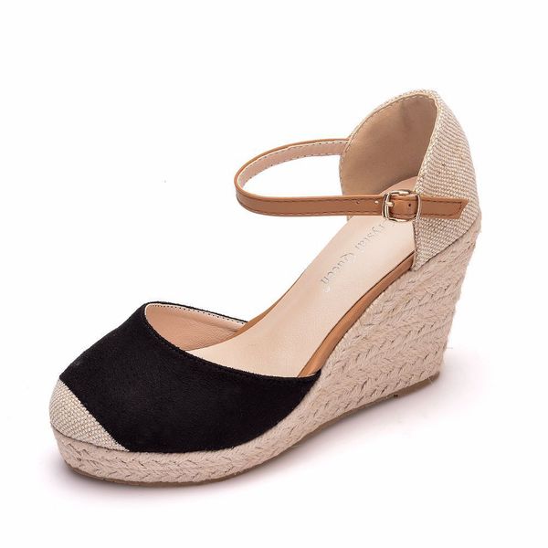 new for 2020 wedges high heels woman summer sandals platform fashion round herd ankle strap b0018 shoes h9fi, Black
new for 2020 wedges high heels woman summer sandals platform fashion round herd ankle strap b0018 shoes h9fi, Black