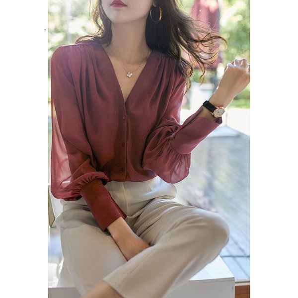 women's blouses & shirts spring autumn style chiffon blouse shirt long sleeve solid color v-neck button korean loose sp1125, White
women's blouses & shirts spring autumn style chiffon blouse shirt long sleeve solid color v-neck button korean loose sp1125, White
