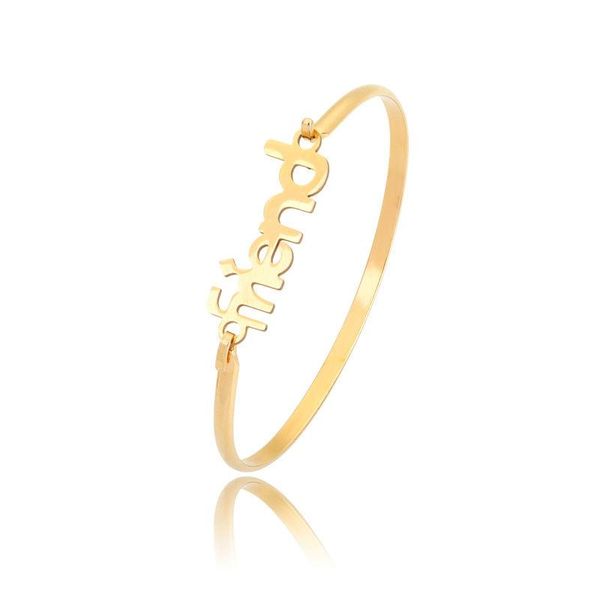 fashion stainless steel bangles bracelets gold message " friend " can open trendy jewelry for women girls gifts 19.5cm long 1 pc, Black
fashion stainless steel bangles bracelets gold message " friend " can open trendy jewelry for women girls gifts 19.5cm long 1 pc, Black