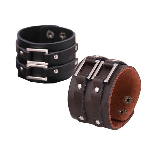 charm bracelets 2 color optional vintage genuine leather punk wristband brand wide cuff bangle for men jewelry gifts fs050, Golden;silver
charm bracelets 2 color optional vintage genuine leather punk wristband brand wide cuff bangle for men jewelry gifts fs050, Golden;silver