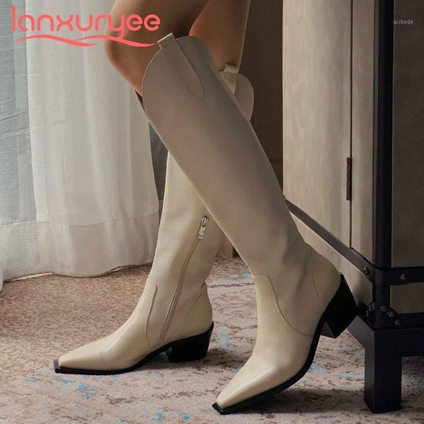 lanxuryee western boots genuine leather streetwear noble small square toe thick high heel zipper young lady knee high boots l371, Black
lanxuryee western boots genuine leather streetwear noble small square toe thick high heel zipper young lady knee high boots l371, Black