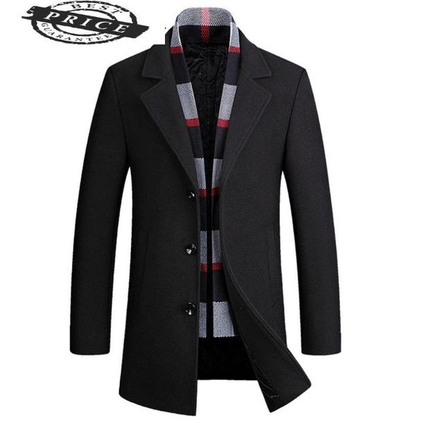 men's wool & blends stylish men detachable coats scarf jackets blend business jacket slim single breasted comfot peacoat 22290, Black
men's wool & blends stylish men detachable coats scarf jackets blend business jacket slim single breasted comfot peacoat 22290, Black