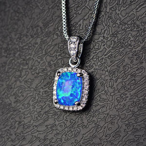 european and american new style multicolor square opal opal necklace fashion big zircon pendant pendant, Silver
european and american new style multicolor square opal opal necklace fashion big zircon pendant pendant, Silver