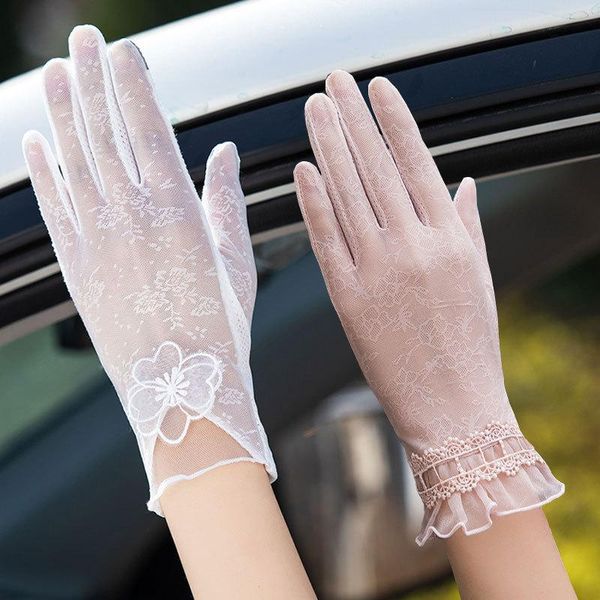 five fingers gloves sunscreen women' summer uv-resistant thin driving touch screen lace women satin velvet, Blue;gray
five fingers gloves sunscreen women' summer uv-resistant thin driving touch screen lace women satin velvet, Blue;gray