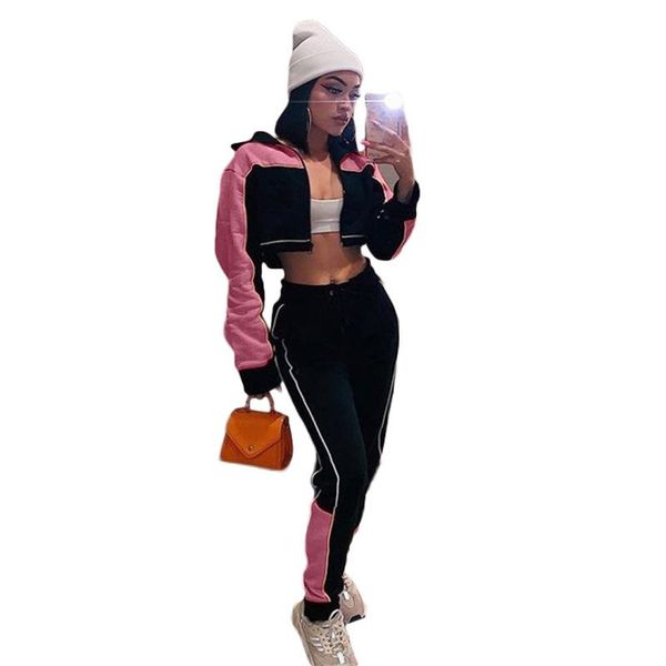 women 2 piece set fashion suit 2020 patchwork zipper v neck long sleeves crop set woman 2 piece jacket and pants pockets, Gray
women 2 piece set fashion suit 2020 patchwork zipper v neck long sleeves crop set woman 2 piece jacket and pants pockets, Gray