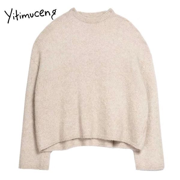 women's sweaters yitimuceng woman long sleeve mohair acrylic knitted pullovers winter clothes fall 2021 korean japanese fashion, White;black
women's sweaters yitimuceng woman long sleeve mohair acrylic knitted pullovers winter clothes fall 2021 korean japanese fashion, White;black