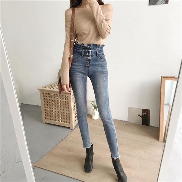 real s2020 new fashion retro was thin and high-waist jeans ruffle elastic stretch small feet pencil pants1, Blue
real s2020 new fashion retro was thin and high-waist jeans ruffle elastic stretch small feet pencil pants1, Blue
