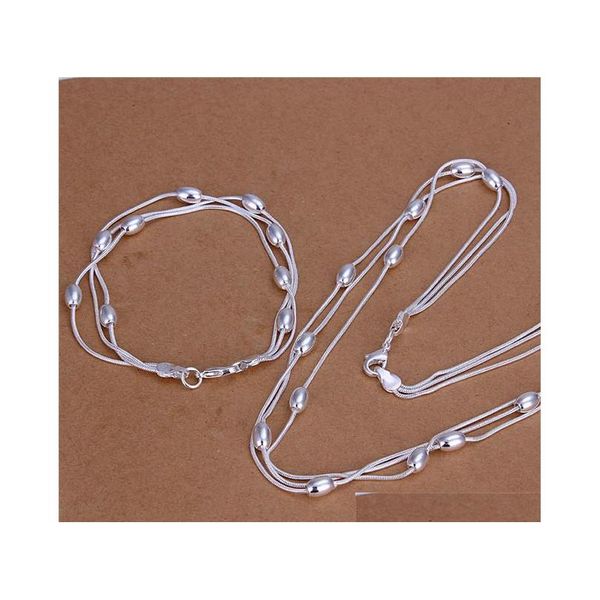 s140 fashion jewelry set 925 silver three-line bead necklace & bracelet fashion jewelry set beautiful wedding gift for woman 46hln
s140 fashion jewelry set 925 silver three-line bead necklace & bracelet fashion jewelry set beautiful wedding gift for woman 46hln