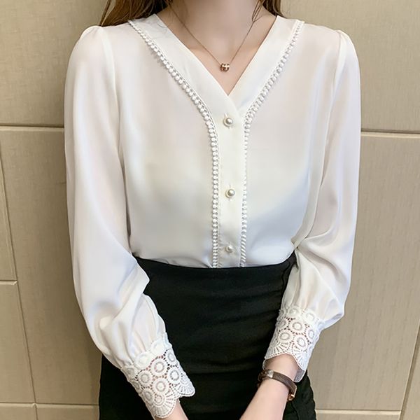 white blouse v-neck lace shirt women clothes long sleeve button woman shirts autumn womens korean fashion chemisier femme
white blouse v-neck lace shirt women clothes long sleeve button woman shirts autumn womens korean fashion chemisier femme