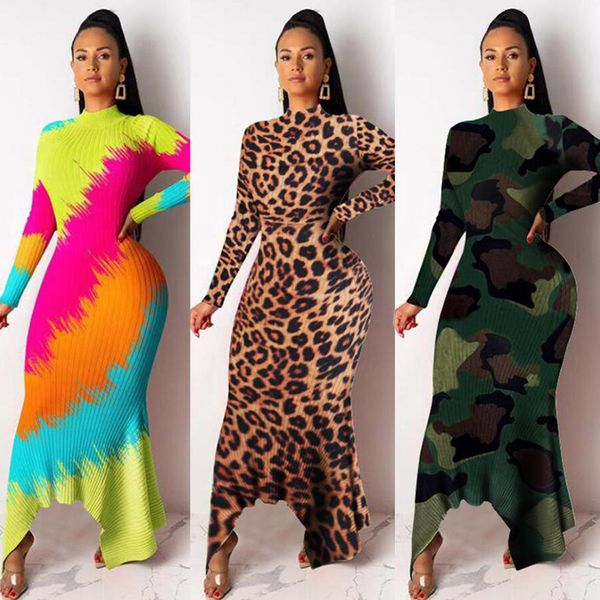 women leopard print dress long maxi vestidos ladies asymmetrical irregular hem tutle neck dresses, Black;gray
women leopard print dress long maxi vestidos ladies asymmetrical irregular hem tutle neck dresses, Black;gray