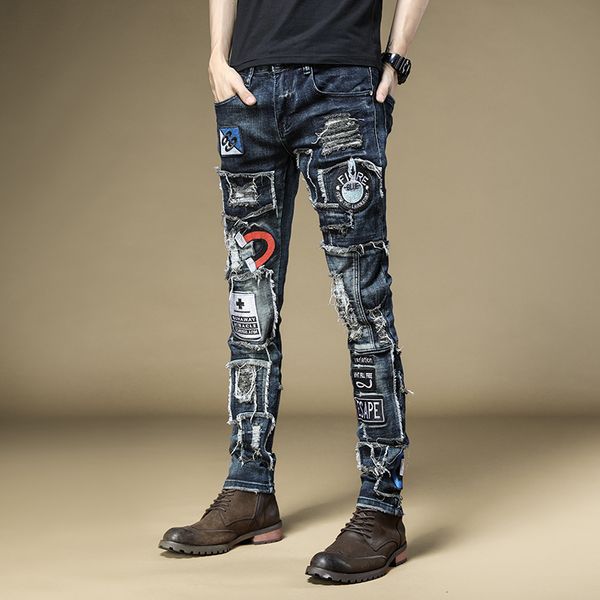 new men's male denim jeans autumn embroidered slim feet pants fashion hip-hop rock tide casual trousers 73%cotton, Blue
new men's male denim jeans autumn embroidered slim feet pants fashion hip-hop rock tide casual trousers 73%cotton, Blue
