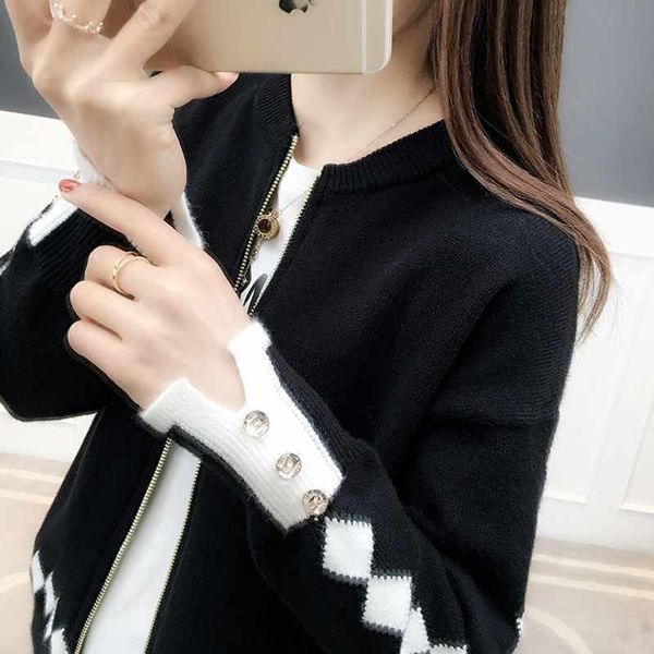 women's knits & tees knitted cardigan fashion sweater short zipper coat female color matching korean lantern sleeve loose wild, White
women's knits & tees knitted cardigan fashion sweater short zipper coat female color matching korean lantern sleeve loose wild, White