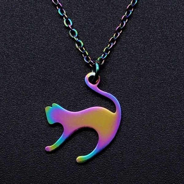 pendant necklaces 100% stainless steel rainbow colorful cat charm necklace for women accept oem order fashion jewelry, Silver
pendant necklaces 100% stainless steel rainbow colorful cat charm necklace for women accept oem order fashion jewelry, Silver