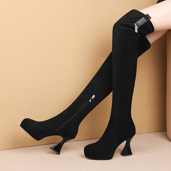 2021 on the knee superior suede sheep classic women's long woman heels boots edtm, Black
2021 on the knee superior suede sheep classic women's long woman heels boots edtm, Black