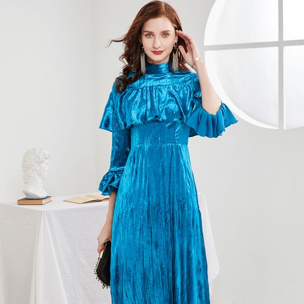 women's runway designer dresses o neck long sleeves beaded ruffles elegant a line maxi party prom, Black
women's runway designer dresses o neck long sleeves beaded ruffles elegant a line maxi party prom, Black