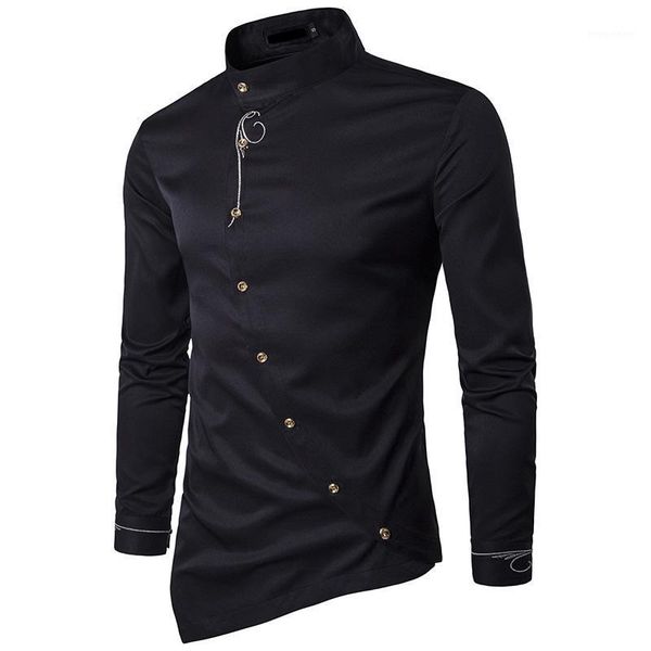 new 2018 spring autumn embroidery irregular oblique button brought high-grade l waiter men clothes camisa social shirts1, White;black
new 2018 spring autumn embroidery irregular oblique button brought high-grade l waiter men clothes camisa social shirts1, White;black