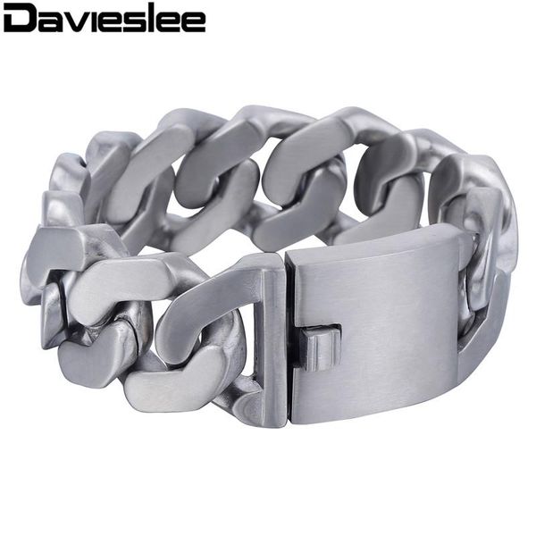 davieslee heavy thick mens bracelet chain silver color matte finish curb 316l stainless steel fashion jewelry 27mm lhb409, Black
davieslee heavy thick mens bracelet chain silver color matte finish curb 316l stainless steel fashion jewelry 27mm lhb409, Black
