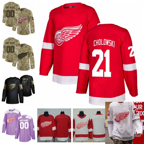 2021 reverse retro customize #21 dennis cholowski detroit red wings jerseys golden edition camo veterans day fights cancer hockey jerseys, Black;red
2021 reverse retro customize #21 dennis cholowski detroit red wings jerseys golden edition camo veterans day fights cancer hockey jerseys, Black;red