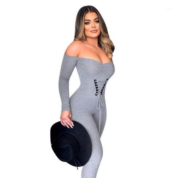 casual knit ribbed women jumpsuit cross bandage joggers fitness slash neck drawstring winter romper women jumpsuit overalls1, Black;white 
casual knit ribbed women jumpsuit cross bandage joggers fitness slash neck drawstring winter romper women jumpsuit overalls1, Black;white