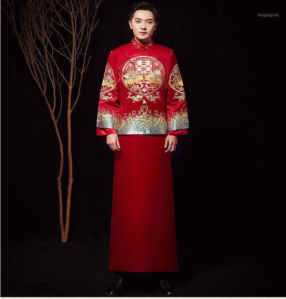 red groom vintage loose cheongsam traditional chinese wedding gown satin qipao embroidery dragon costume vestido oriental mens1
red groom vintage loose cheongsam traditional chinese wedding gown satin qipao embroidery dragon costume vestido oriental mens1