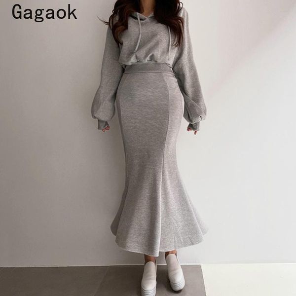 women's tracksuits gagaok 2 peice sets women 2021 spring autumn solid outfits korean simple chic fashion bodycon wild hoodies + mermaid, Gray
women's tracksuits gagaok 2 peice sets women 2021 spring autumn solid outfits korean simple chic fashion bodycon wild hoodies + mermaid, Gray