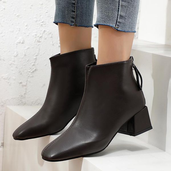 fashion square toe women's ankle boots autumn winter pu warm boots zipper square heels ladies short shoes zapatos de mujer 2020, Black
fashion square toe women's ankle boots autumn winter pu warm boots zipper square heels ladies short shoes zapatos de mujer 2020, Black