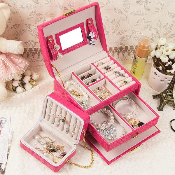 three layers leather jewelry organizer 6 colors high capacity jewelry box portable ring earrings storage, Pink;blue
three layers leather jewelry organizer 6 colors high capacity jewelry box portable ring earrings storage, Pink;blue