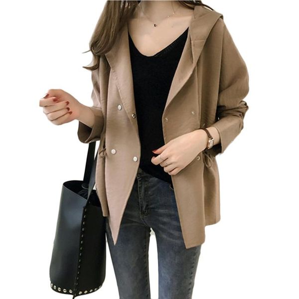 women's trench coats spring autumn coat women korean loose bf hooded windbreaker long casual long-sleeved cardigan tide f394, Tan;black
women's trench coats spring autumn coat women korean loose bf hooded windbreaker long casual long-sleeved cardigan tide f394, Tan;black