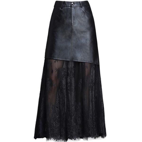 lace stitching skirt female pu leather long skirt high waist skirt women drop shipping good quality, Black
lace stitching skirt female pu leather long skirt high waist skirt women drop shipping good quality, Black