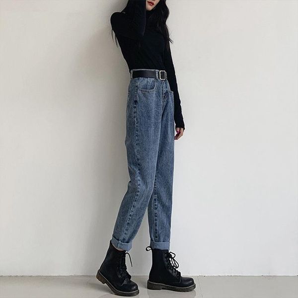 2020 high waist jeans women loose korean students retro straight harlan pants drop shipping good quality, Blue
2020 high waist jeans women loose korean students retro straight harlan pants drop shipping good quality, Blue