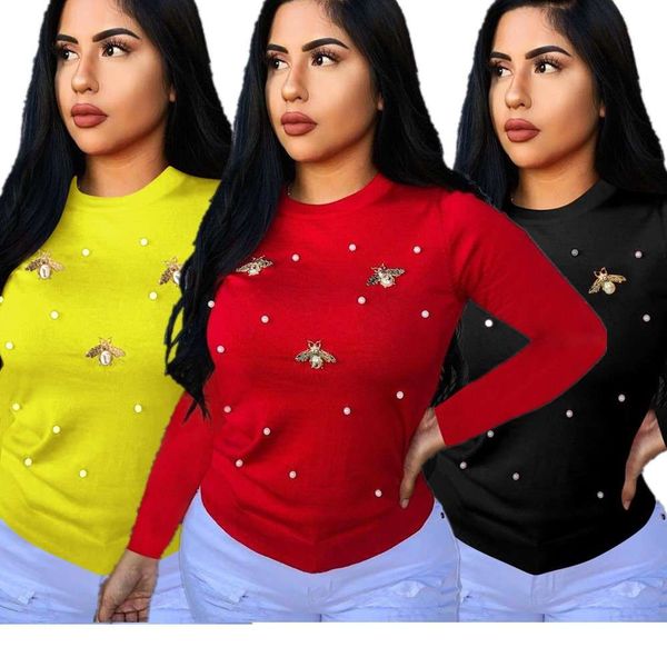 j6105 autumn / winter 2019 nail beads bee round neck women's long sleeve casual wool, White;black
j6105 autumn / winter 2019 nail beads bee round neck women's long sleeve casual wool, White;black
