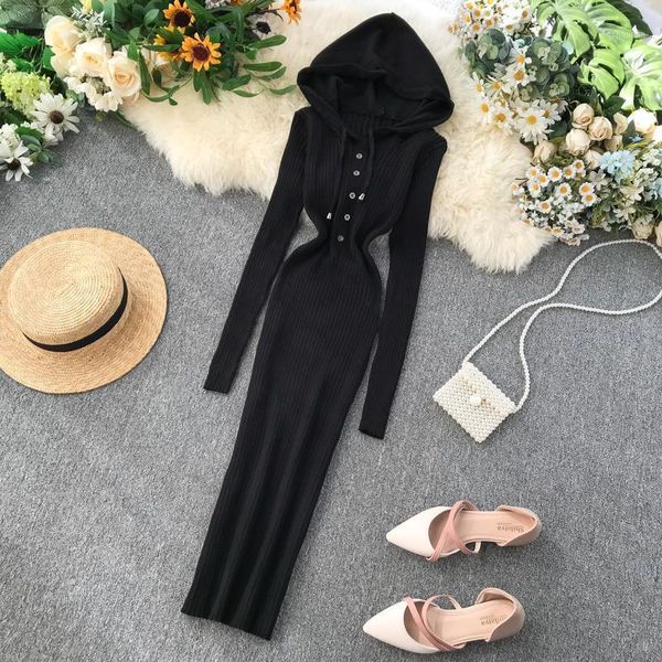 vintage slim 2021 button hooded autumn winter bodycon knitted sweater midi long dress party women elegant dresses tunic vestidos1, Black;gray
vintage slim 2021 button hooded autumn winter bodycon knitted sweater midi long dress party women elegant dresses tunic vestidos1, Black;gray