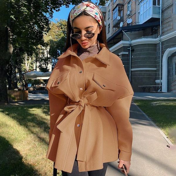 women's trench coats cotton woolen coat for women autumn winter vintage trumpet sleeve all match outwear chic casual female khaki, Tan;black
women's trench coats cotton woolen coat for women autumn winter vintage trumpet sleeve all match outwear chic casual female khaki, Tan;black