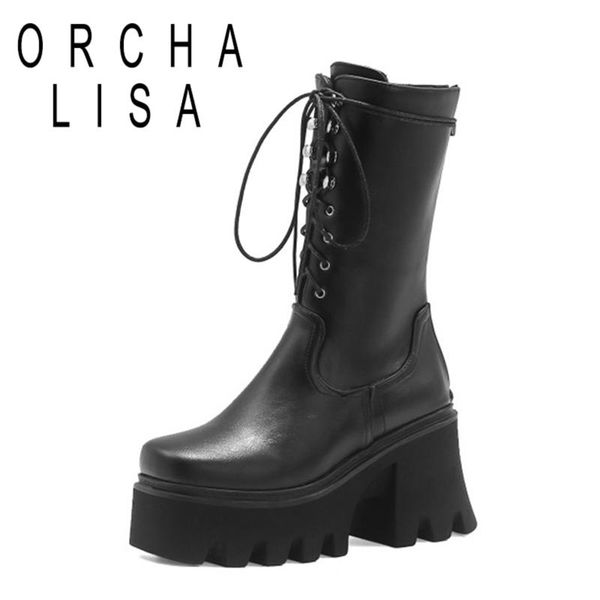orchalisa ladies mid-claf boots new 2021 square toe 9cm block heels platform lace-up zip retro slim warm big size 44 c2287, Black
orchalisa ladies mid-claf boots new 2021 square toe 9cm block heels platform lace-up zip retro slim warm big size 44 c2287, Black