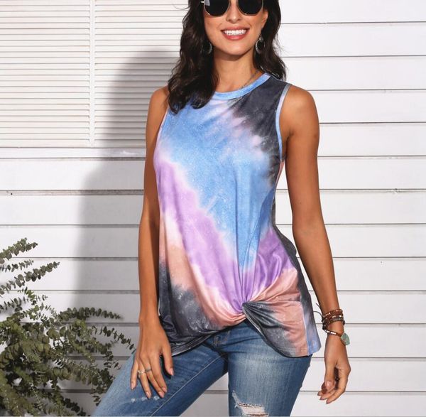 summer gradient color printed sleeveless vest tank women tie-tye round neck t shirt girls fashion knot casual tshirt s-2xl wf710, White
summer gradient color printed sleeveless vest tank women tie-tye round neck t shirt girls fashion knot casual tshirt s-2xl wf710, White