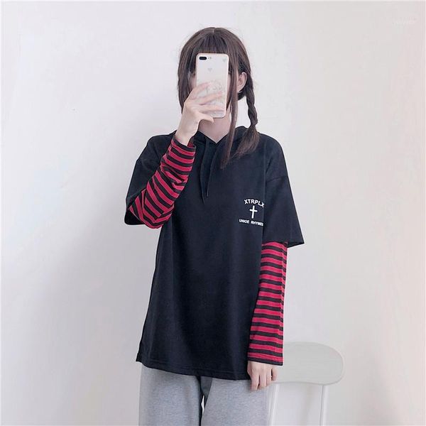women's casual sweatshirts japanese korean ulzzang loose splicing long-sleeved sweatshirt female harajuku clothing for women1, Black
women's casual sweatshirts japanese korean ulzzang loose splicing long-sleeved sweatshirt female harajuku clothing for women1, Black