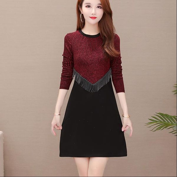 plus size l 5xl party dress women autumn winter sweater knit dress vintage long sleeve shiny sequined tassel midi dress, Black;gray
plus size l 5xl party dress women autumn winter sweater knit dress vintage long sleeve shiny sequined tassel midi dress, Black;gray