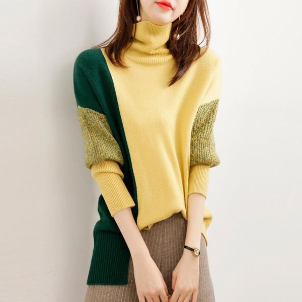 women's sweaters winter clothing sweater autumn fashion casual stitching split long sleeve knit turtleneck loose base pullover, White;black
women's sweaters winter clothing sweater autumn fashion casual stitching split long sleeve knit turtleneck loose base pullover, White;black