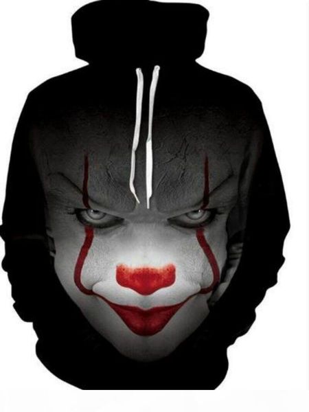 2018 new movie it pennywise clown stephen king 1990 2018 horror movie hoodie sweatshirt cosplay sportswear tracksuit, Black
2018 new movie it pennywise clown stephen king 1990 2018 horror movie hoodie sweatshirt cosplay sportswear tracksuit, Black