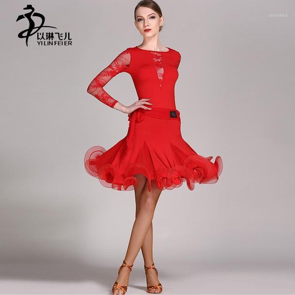 stage wear long sleeve latin salsa dance dresses ladies ballroom competition dress women standard costumes1, Black;red
stage wear long sleeve latin salsa dance dresses ladies ballroom competition dress women standard costumes1, Black;red