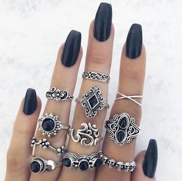 11pcs/set black gothic knuckle women punk rings bohemian vintage jewelry accessories for girl weddings party gift 2020 trendy, Golden;silver
11pcs/set black gothic knuckle women punk rings bohemian vintage jewelry accessories for girl weddings party gift 2020 trendy, Golden;silver
