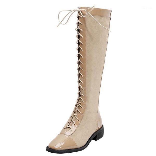2020 autumn winter square toe knee high women platform boots lace up handmade patent leather back zip women long botas de mujer1, Black
2020 autumn winter square toe knee high women platform boots lace up handmade patent leather back zip women long botas de mujer1, Black