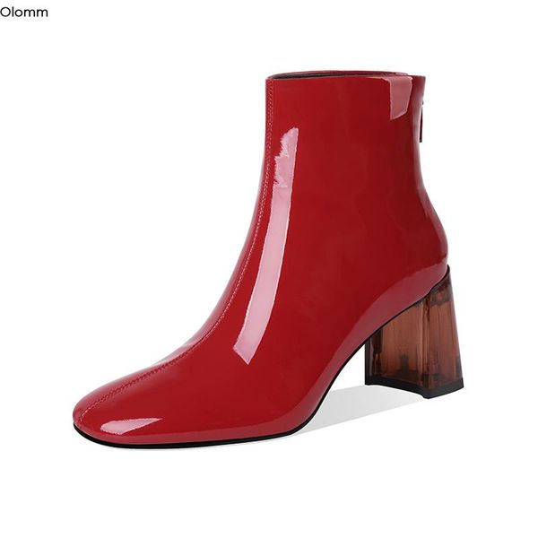 boots olomm arrival women leather shiny ankle square heels toe black beige red party shoes us size 4-8.5
boots olomm arrival women leather shiny ankle square heels toe black beige red party shoes us size 4-8.5