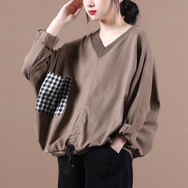 autumn pattern v-collar long sleeve plaid print patchwork pullovers casual sweatshirt women large size kg-81, Black
autumn pattern v-collar long sleeve plaid print patchwork pullovers casual sweatshirt women large size kg-81, Black