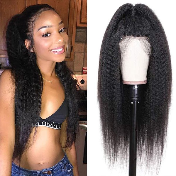 360 lace frontal wig kinky straight hair 4x4 closure wig human hair 180 density glueless kinky straight wig, Black;brown
360 lace frontal wig kinky straight hair 4x4 closure wig human hair 180 density glueless kinky straight wig, Black;brown